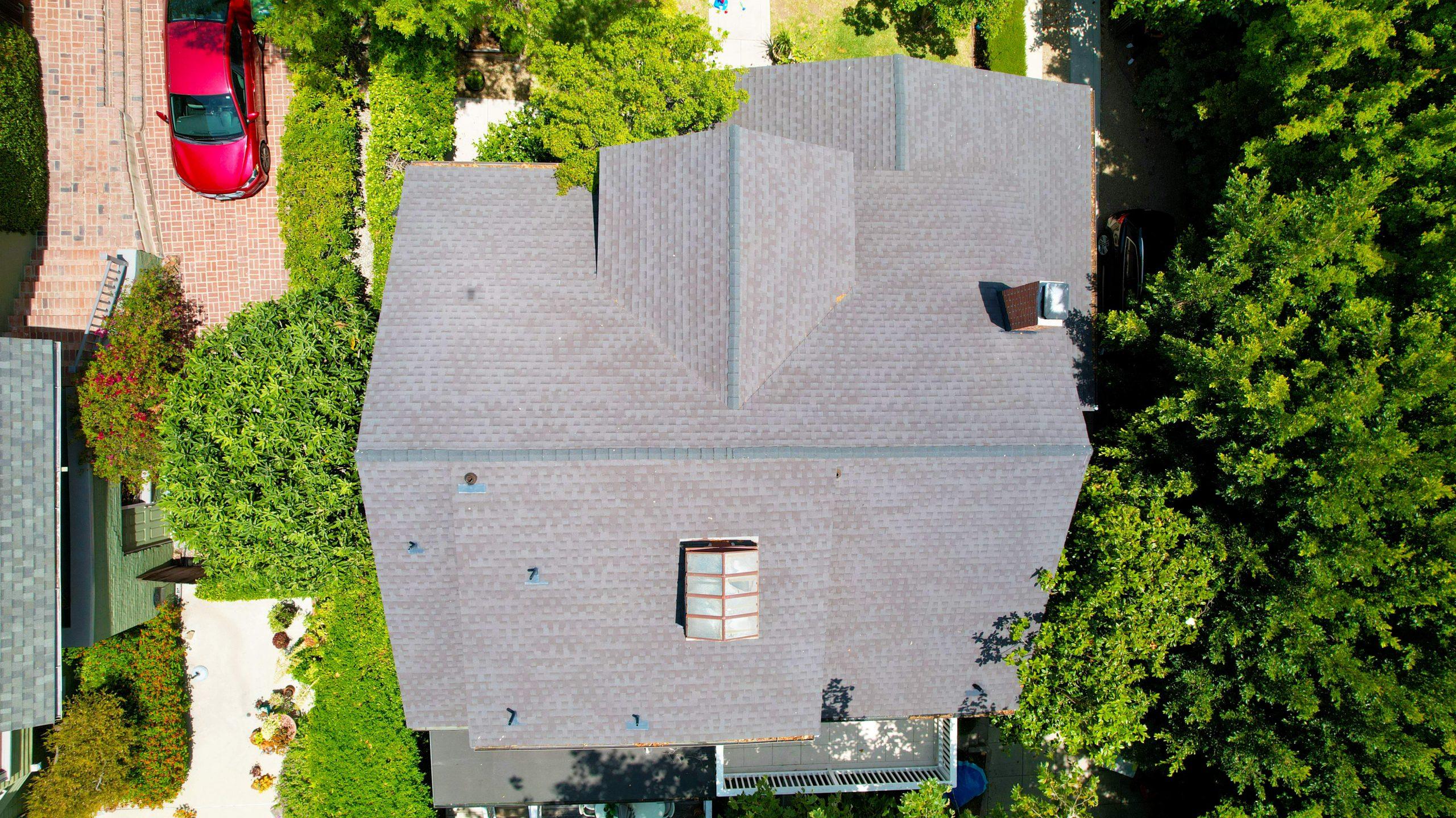 Newly replaced asphalt shingle roof on a beautiful home in Los Angeles, California by EBA Roofing