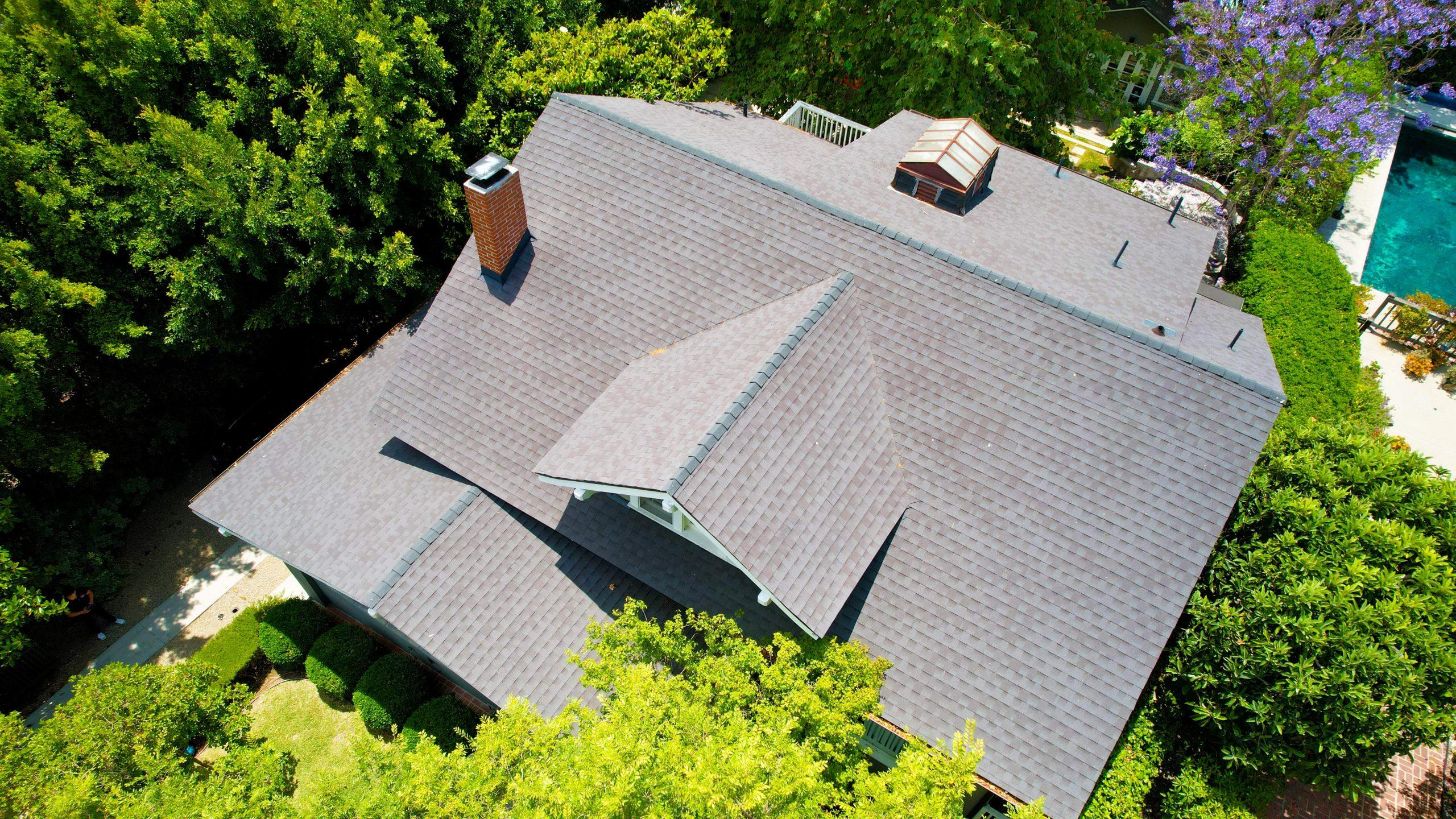 Brand new asphalt shingle roof installation on a beautiful home in Los Angeles County, California by EBA Roofing